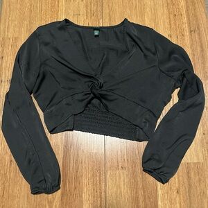 Wild Fable Black Twist Front Crop Top